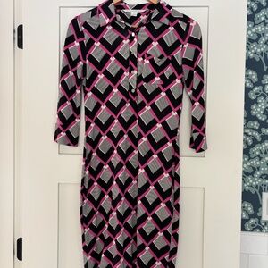 DVF Jersey Silk 1/3 Button Down Dress